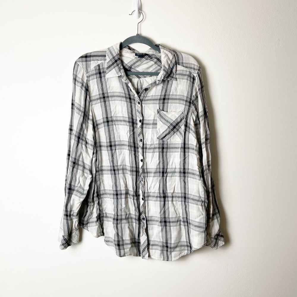 TORRID • Women’s White Plaid Twill Shirt Button Down Size 1X